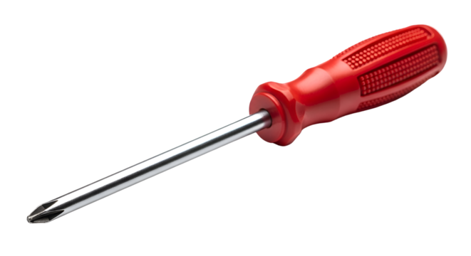 Red Screwdriver: Precision Tool on Transparent Background