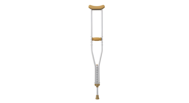 Crutch Design:  Aluminum Crutches with  Beige Padding, Transparent Background