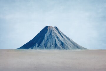 Stratovolcano Rising on Textured Plain Symbolizing Mental Health Challenge