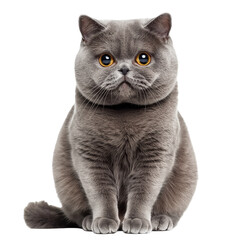 Chubby British Shorthair Sitting with Slouched Shoulders