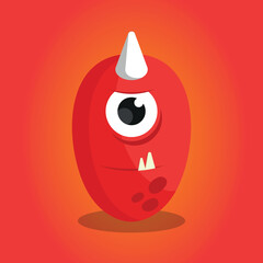 Red cartoon monster with one eye expressing anger