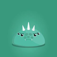 Green cartoon monster expressing jealousy with intense stare