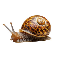 Close-up of a detailed garden snail on a black background