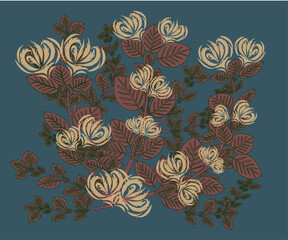 seamless floral pattern, dried flowers painting