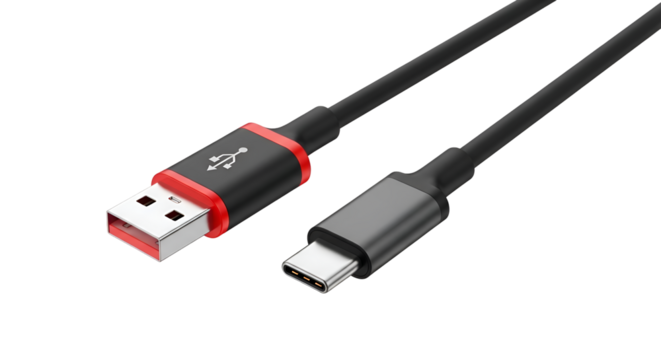 USB-C Cable: Connects Devices, Transfers Data Quickly, with Transparent Background