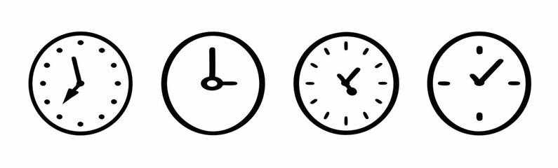 Clock icon set. Watch line icon, symbol. Vector wall clock 
