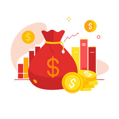 Income growth icon. Profit icon. Vector illustration