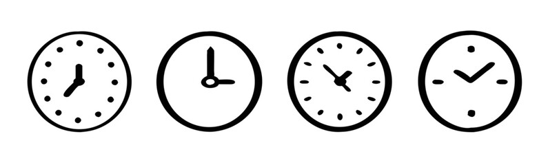 Clock icon set. Watch line icon, symbol. Vector wall clock 