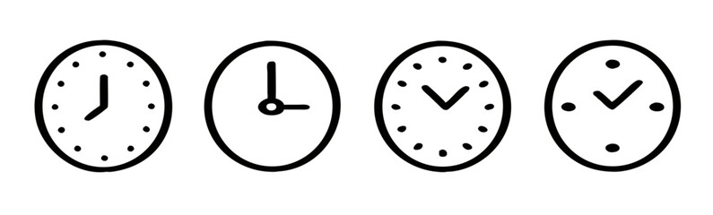 Clock icon set. Watch line icon, symbol. Vector wall clock 