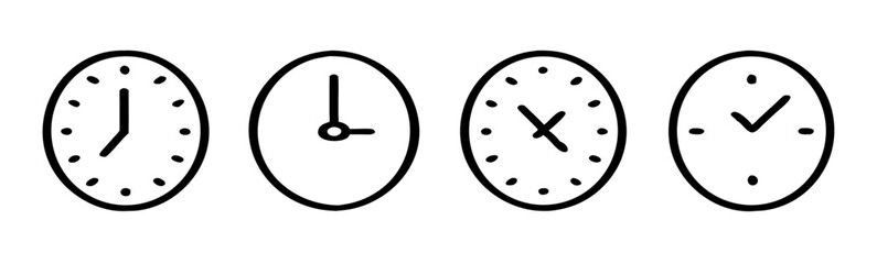 Clock icon set. Watch line icon, symbol. Vector wall clock 