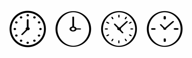 Clock icon set. Watch line icon, symbol. Vector wall clock 