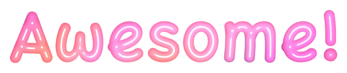 3D Pink Awesome Text with Transparent Background