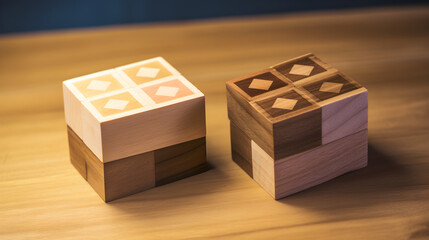 Fototapeta premium Equal gender equality on wooden blocks, equality between men and women. Gender equality and tolerance.