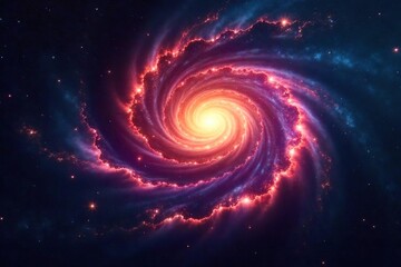 Obraz premium Close-up shot of a mesmerizing spiral galaxy, swirling nebulae creating a cosmic dance of light and color Perfect for science, astronomy, space, and design projects , twirl, cosmos