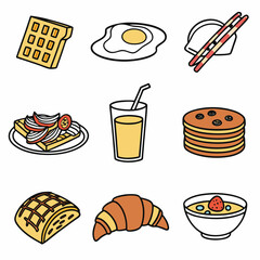 fast food icons set