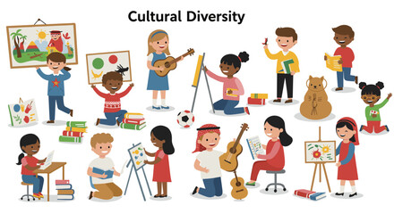 Fototapeta premium Cultural diversity in education vector illustration - flat style design for posters and educational materials