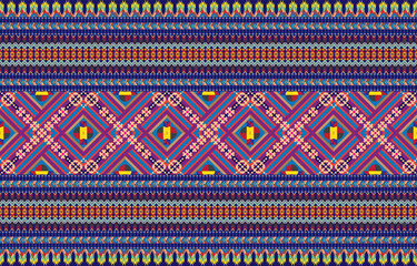 Ethnic monochrome seamless pattern. Background with Aztec geometric patterns. Print with a tribal theme. Fabric from the Navajo people. Abstract wallpaper in a modern style. Illustration in vector for