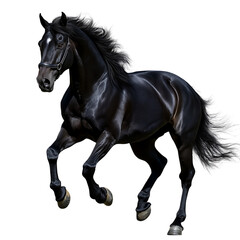 Black Horse with Shiny Coat Isolated on Transparent