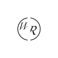 Monogram Simple Logo WR Unique Vector Circled Alphabet Initial Alphabet Design