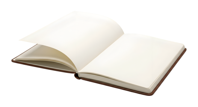 Blank Notebook Pages:  Open Book with Transparent Background