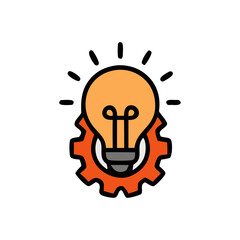 Lightbulb shining brightly atop a gear, symbolizing innovation and mechanical processes.