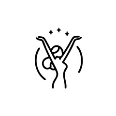 Woman with a joyful mood with arms raised representing energy and well-being