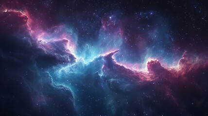 Fototapeta premium Majestic nebula with stars and cosmic dust featuring stunning blue and purple hues creating a dreamlike and ethereal atmosphere for space exploration and scifi projects