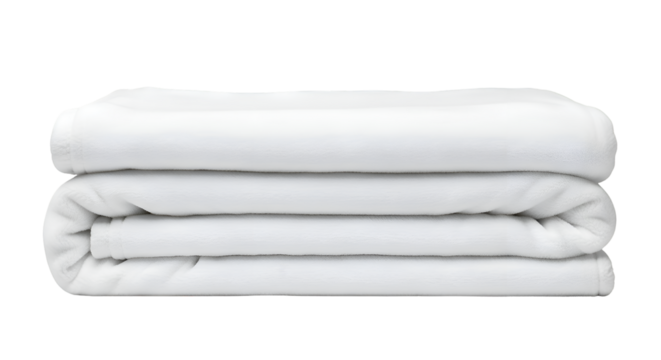 Soft White Blanket Folds Neatly, Ideal for Transparent Background Images