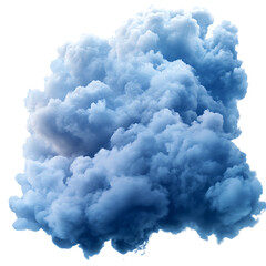 Blue-tinted cloud for night or cold atmosphere concepts, transparent background.