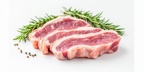 Fototapeta premium Fresh raw pork cut displayed with herbs and spices Generative AI