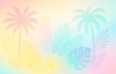 Hello Summer Season Background with Modern Abstract Tropical Design