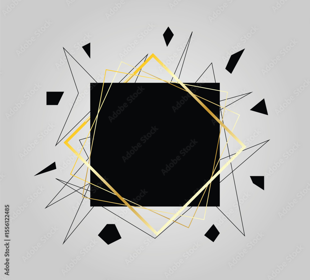 Poster abstract modern frame black square on mesh background with debris. graphic design elements and resou