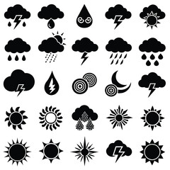 A set of weather icon with white background