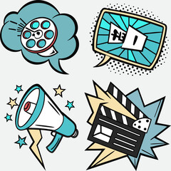 Colorful Comic-Style Movie Icons Set