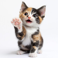 Cute Calico Kitten Reaching Up on Back Legs