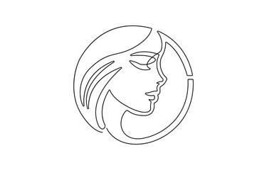 One Line Drawing of Female Abstract Face. Modern Single Line Art Woman Portrait, Minimalist Contour Drawing, Abstract female face rendered in one continuous line.