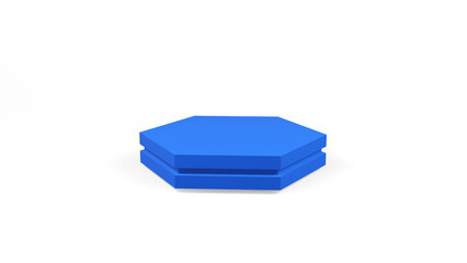 3d blue pedestal podium mockup octagon shape for design and product presentation on white isolated background