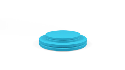 3d blue pedestal podium mockup round shape for design and product presentation on white isolated background