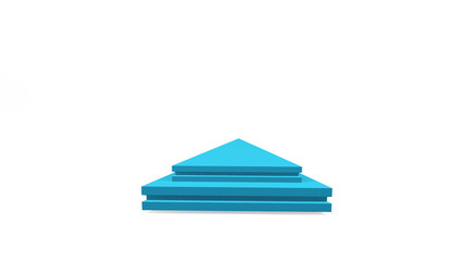3d blue pedestal podium mockup triangle shape for design and product presentation on white isolated background