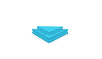 3d blue pedestal podium mockup triangle shape for design and product presentation on white isolated background