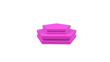 3d lilac pedestal podium mockup pentagon shape for design and product presentation on white isolated background