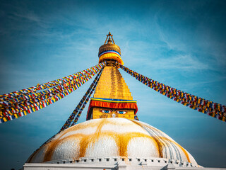 Boudhanath Stupa in Kathmandu with Colorful Prayer Flags, Nepal

