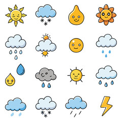 A set of weather icon with white background
