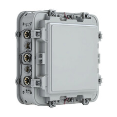 Cybernetic Enclosure: A close-up view showcases a modern, sturdy cybernetic enclosure, exuding strength and technological prowess with its intricate design.