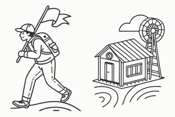Fototapeta premium cartoon illustration of a man and woman in a house