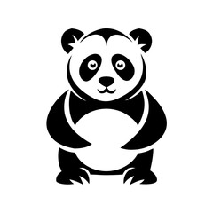 A stylized black and white panda bear sitting upright
