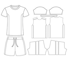Sports jersey t-shirt vector design template front and back vector template