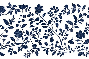 A sleek embroidery texture boho layout artwork outline with seamless blue setting and frame depict ethnic floral quilt lovely hue, Generative AI.