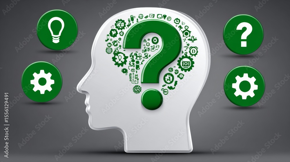 Poster exploring abstract thinking in marketing a gigapixel-standard infographic of brain questions and ans