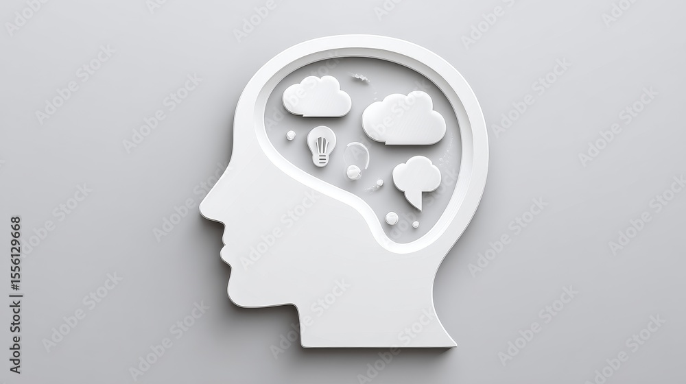 Poster innovative thought processes in modern corporate design exploring the brain's role in marketing ques